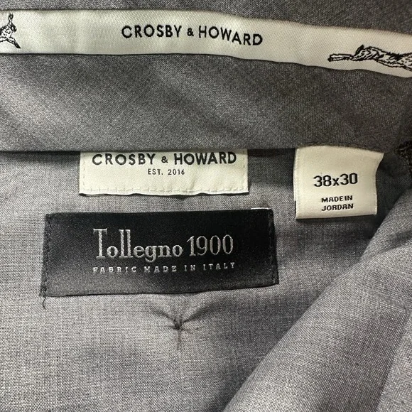 Crosby & Howard Wool Dress Pants Mens 38x30 Tweed Plaid Trousers Tollegno 1900 - Picture 5 of 10